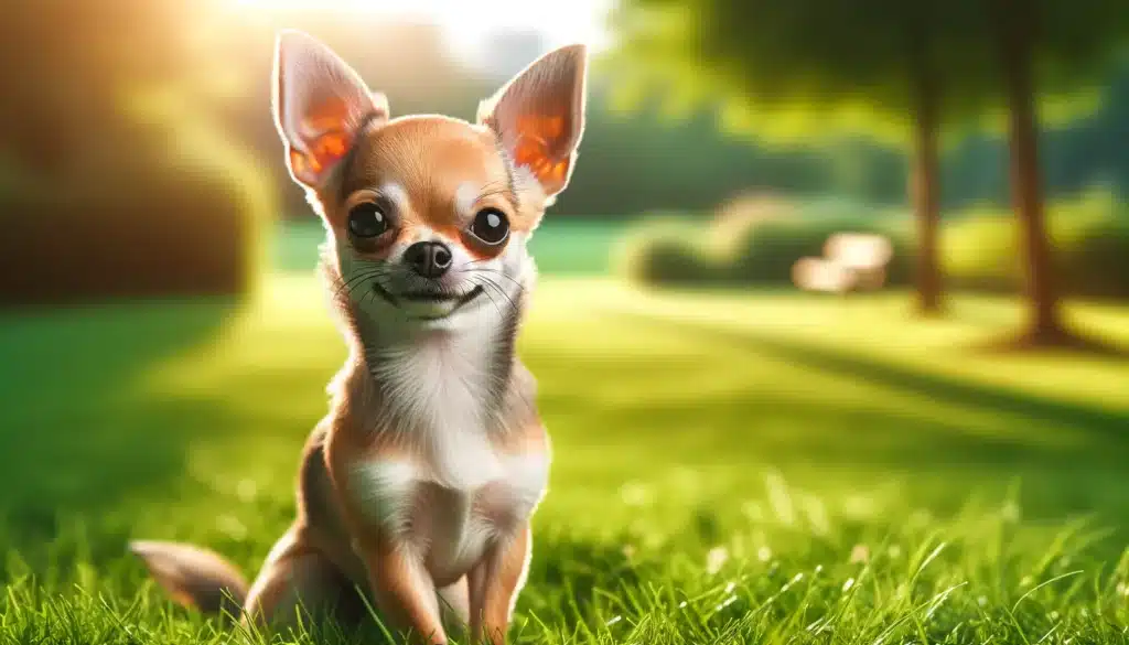 A playful Chihuahua in a park, featured in a banner-style image for a blog post.