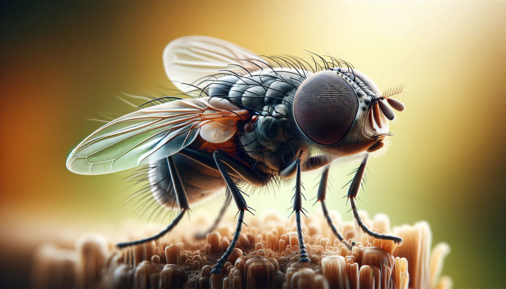 A realistic close-up image of a housefly