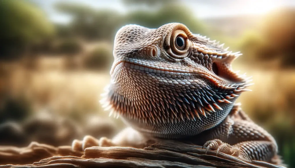 Realistic banner image featuring a bearded dragon in a natural desert habitat for a blog post.