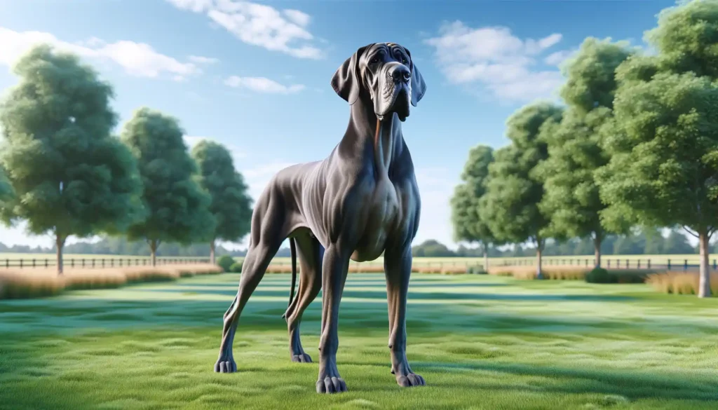 image of a single Great Dane dog in a natural outdoor setting.